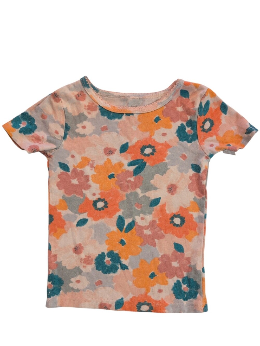 🍁2/$7🍁JUST ONE YOU Orange Pink Blue White Floral Pajama Top